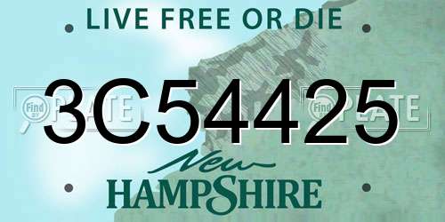 3C54425 New Hampshire License Plate
