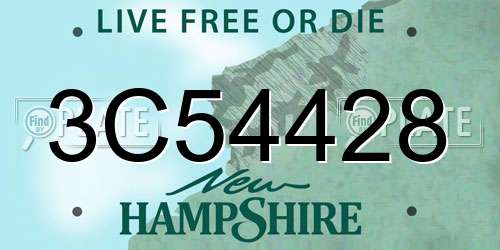 3C54428 New Hampshire License Plate