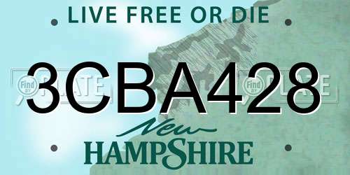 3CBA428 New Hampshire License Plate