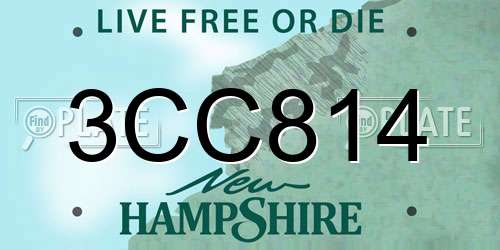 3CC814 New Hampshire License Plate