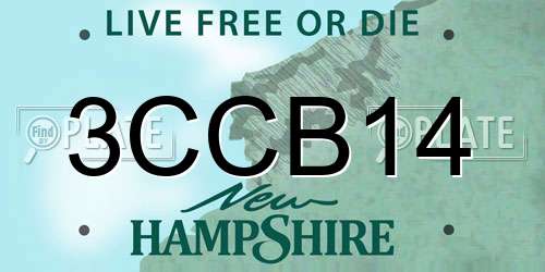 3CCB14 New Hampshire License Plate