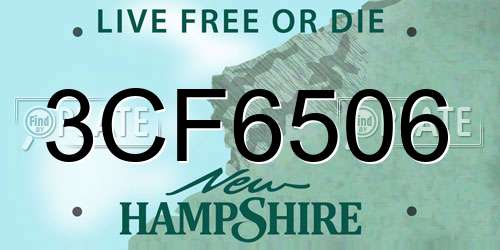 3CF6506 New Hampshire License Plate