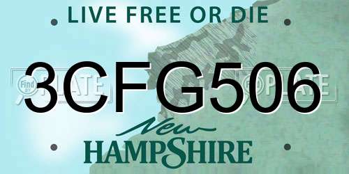3CFG506 New Hampshire License Plate