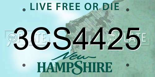 3CS4425 New Hampshire License Plate