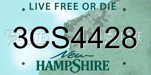 3CS4428 New Hampshire License Plate