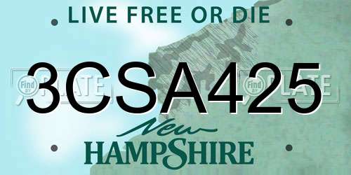 3CSA425 New Hampshire License Plate