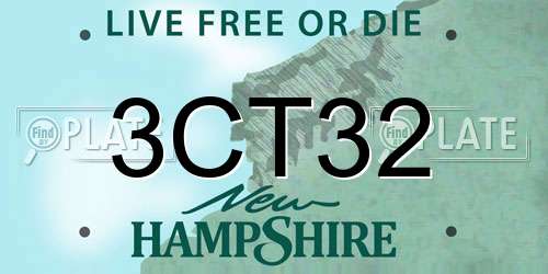 3CT32 New Hampshire License Plate