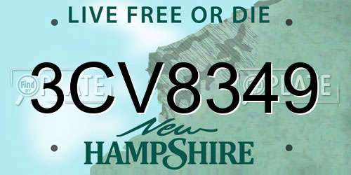 3CV8349 New Hampshire License Plate