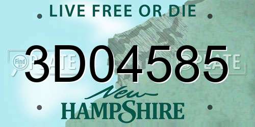 3D04585 New Hampshire License Plate