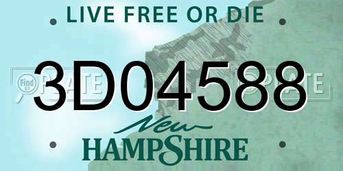 3D04588 New Hampshire License Plate