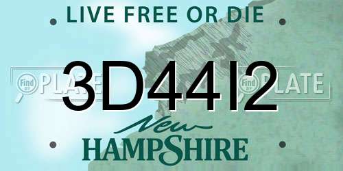 3D44I2 New Hampshire License Plate