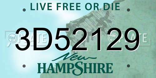 3D52129 New Hampshire License Plate