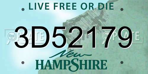 3D52179 New Hampshire License Plate