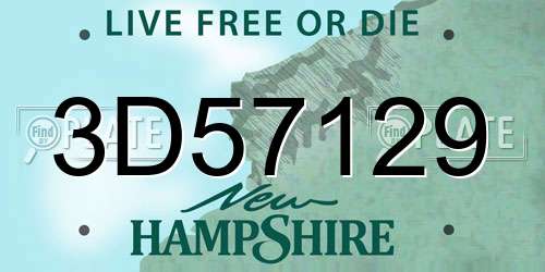 3D57129 New Hampshire License Plate