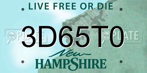 3D65T0 New Hampshire License Plate