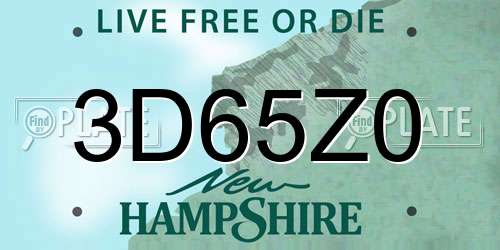 3D65Z0 New Hampshire License Plate