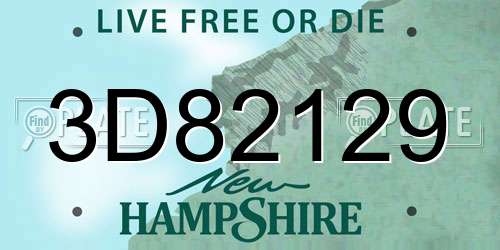 3D82129 New Hampshire License Plate
