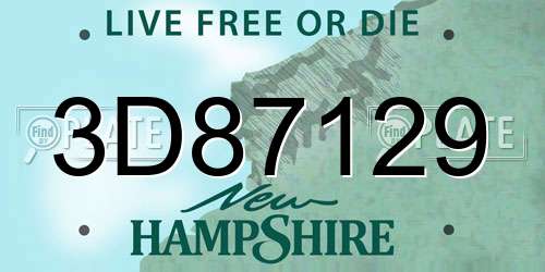 3D87129 New Hampshire License Plate