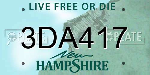 3DA417 New Hampshire License Plate