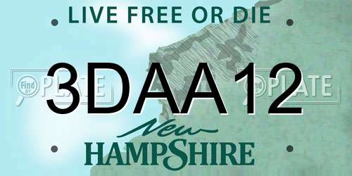 3DAA12 New Hampshire License Plate
