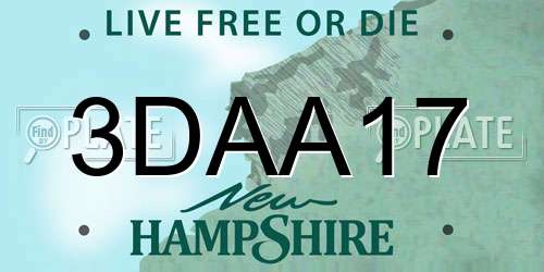 3DAA17 New Hampshire License Plate