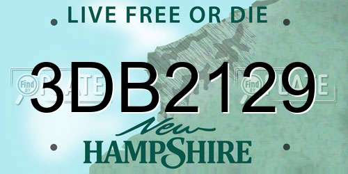 3DB2129 New Hampshire License Plate
