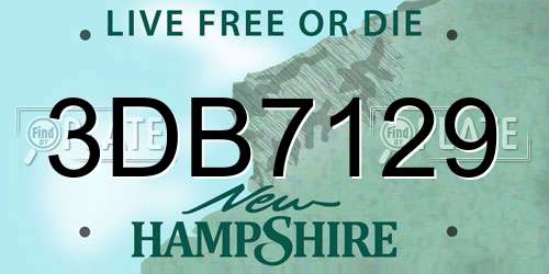 3DB7129 New Hampshire License Plate