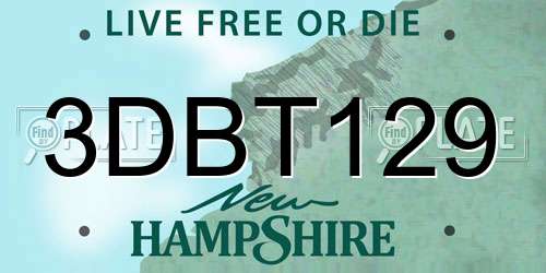 3DBT129 New Hampshire License Plate