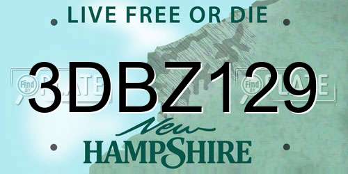 3DBZ129 New Hampshire License Plate