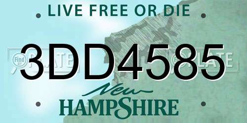 3DD4585 New Hampshire License Plate
