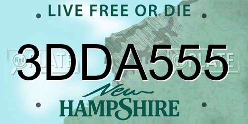 3DDA555 New Hampshire License Plate