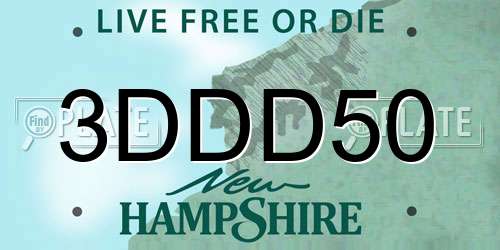 3DDD50 New Hampshire License Plate