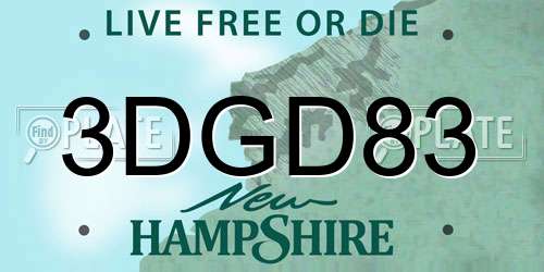 3DGD83 New Hampshire License Plate