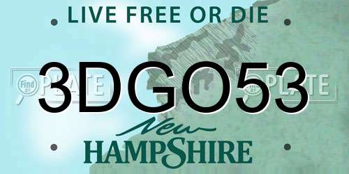 3DGO53 New Hampshire License Plate