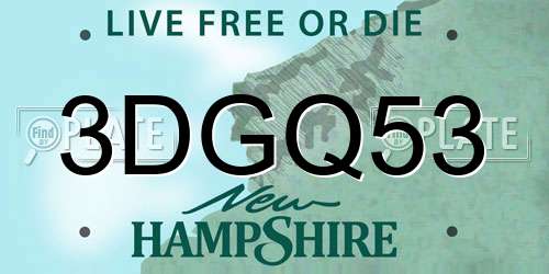 3DGQ53 New Hampshire License Plate