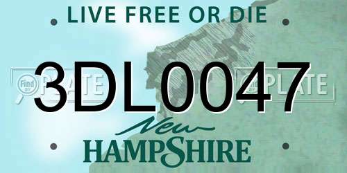 3DL0047 New Hampshire License Plate