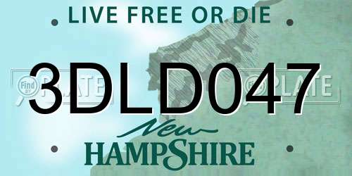 3DLD047 New Hampshire License Plate