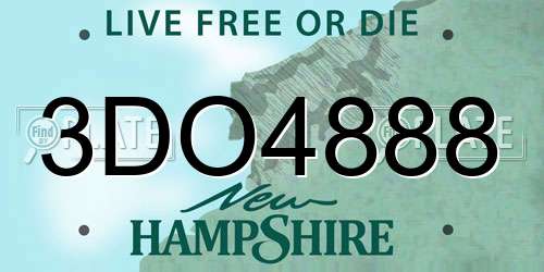 3DO4888 New Hampshire License Plate