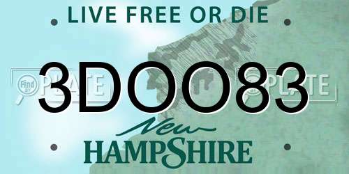 3DOO83 New Hampshire License Plate