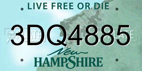 3DQ4885 New Hampshire License Plate