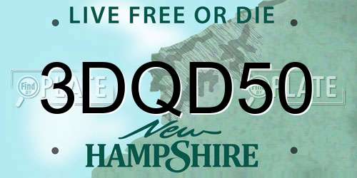 3DQD50 New Hampshire License Plate