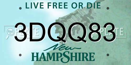 3DQQ83 New Hampshire License Plate