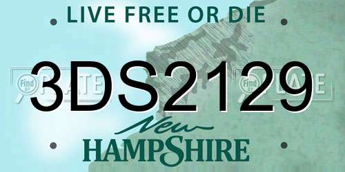 3DS2129 New Hampshire License Plate