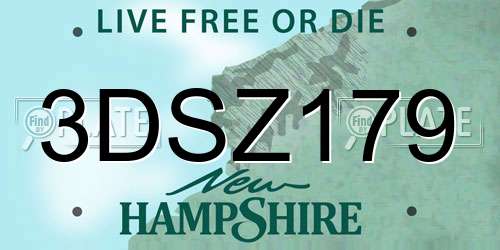 3DSZ179 New Hampshire License Plate