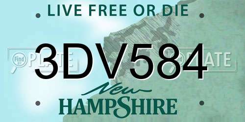 3DV584 New Hampshire License Plate
