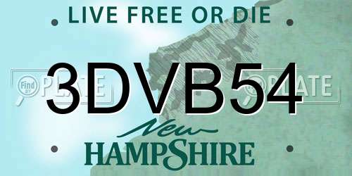 3DVB54 New Hampshire License Plate