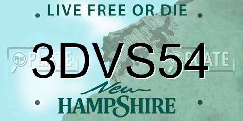 3DVS54 New Hampshire License Plate