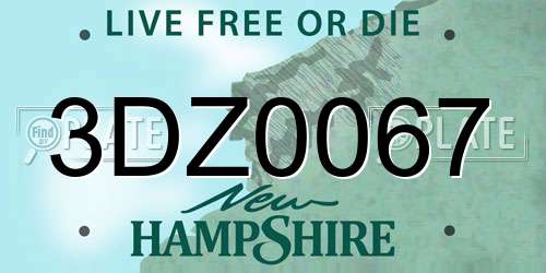 3DZ0067 New Hampshire License Plate