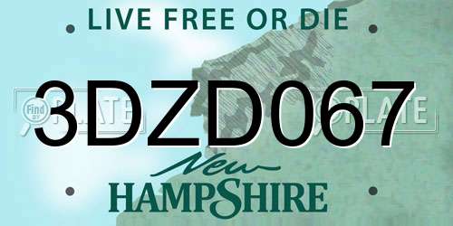 3DZD067 New Hampshire License Plate