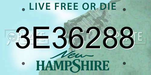 3E36288 New Hampshire License Plate